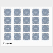 Élégant Étiquette de mariage | Nadine - Bleu roux (Feuille)