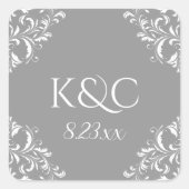 Élégant Étiquette de mariage | Nadine - Gris (Devant)