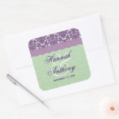 Elégant Étiquette de mariage PURPLE et MINT Damask (Enveloppe)