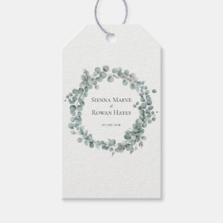 Élégant Étiquette de Mariage Rond Eucalyptus Vert