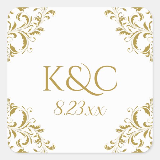 Élégant Étiquette de mariage vintage | Nadine - Or (Devant)