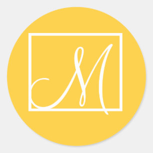 Élégant Étiquette de Monogramme Jaune