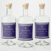 Elégant Étiquette de produit bleu foncé Gold Shimm (Bouteilles)