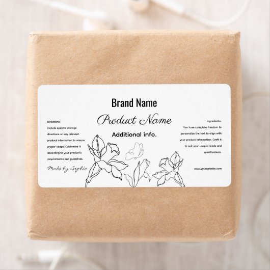 Élégant Étiquette de produit minimal noir et blanc (En situation)