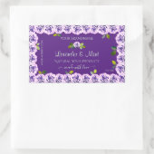 Élégant Étiquette de produit pourpre fleuri Roses  (Sac)