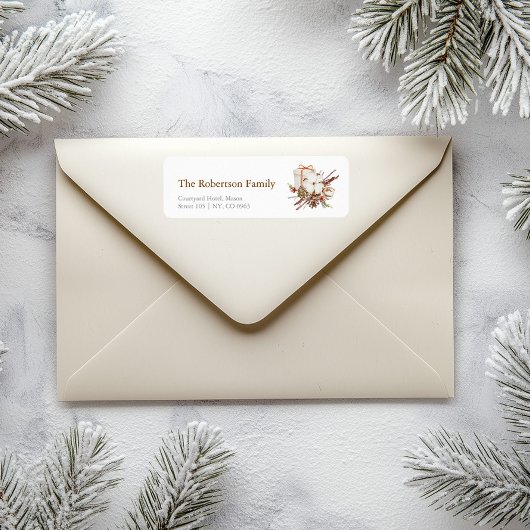 Elégant Étiquette de vacances avec Cotton Bouquet 