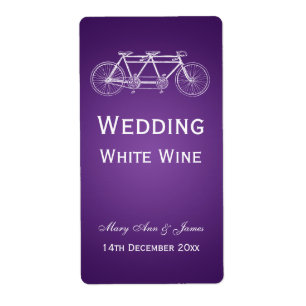 Elégant Étiquette de vin de mariage Tandem Vélo vi