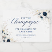 Élégant Étiquette de vin flamboyant Floral Bleu (Étiquettes simples)