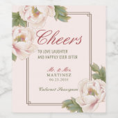 Élégant Étiquette de vin Mariage rose rose pâle (Étiquettes simples)