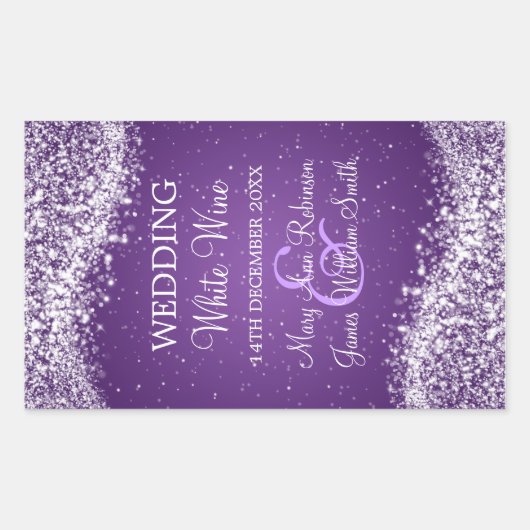 Elégant Étiquette De Vins De Mariage Étincelant Va (Devant)