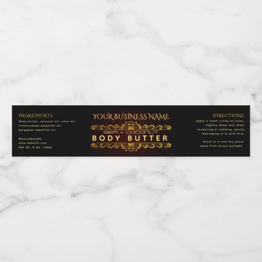 Élégant Étiquette d'enrobage de bocal en or noir (Étiquettes simples)