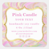 Élégant Étiquette en marbre rose or bougie Modèle (Devant)