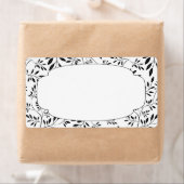 Élégant Étiquette Feuille noir et blanc (En situation)