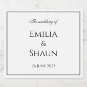 Élégant Étiquette Mariage de bière blanche et noir (Étiquettes simples)