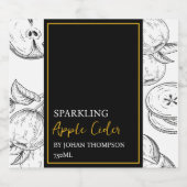 Élégant Étiquette noir de cidre de pomme pétillant (Étiquettes simples)