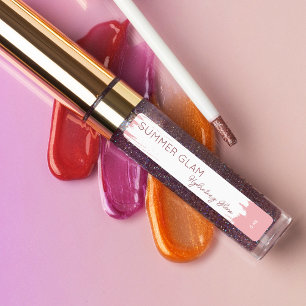 Élégant Étiquette rose cosmétique brillant de lèvr