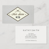 Élégant Étiquette salon de coiffure en cuir blanc (Devant / Derrière)