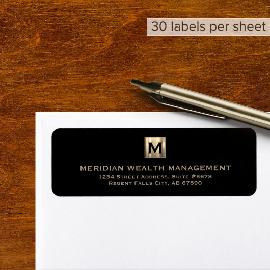 Élégant Étiquettes de adresse de monogramme or