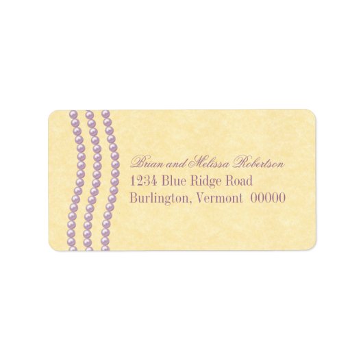 Elégant Étiquettes de adresse de perles, Lilac (Devant)