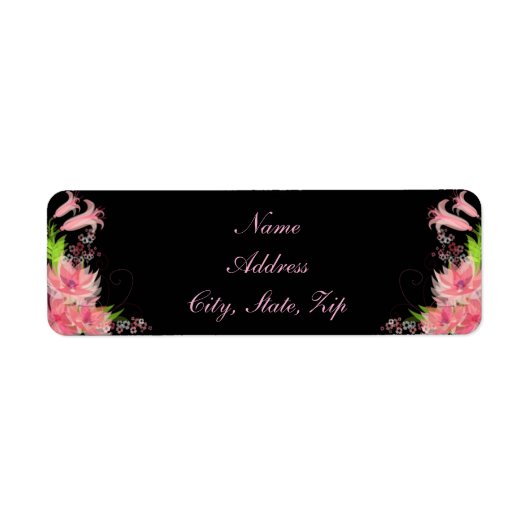 Élégant Étiquettes de adresse floraux rose romanti (Devant)