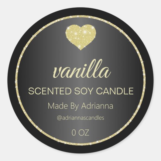 Élégant Étiquettes de bougie de soja noir et or (Devant)