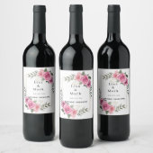 Élégant Étiquettes de vin rose géométrique (Bouteilles)