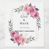 Élégant Étiquettes de vin rose géométrique (Étiquettes simples)