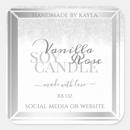 Elégant Étiquettes d'emballage de produits blanc e (Devant)