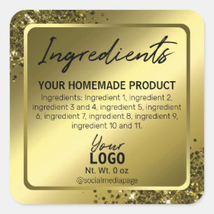 Élégant Étiquettes d'ingrédients d'or