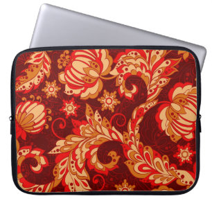 Elegant etnisch Bloemen Naadloos Patroon Laptop Sleeve