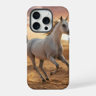 Élégant Étui de Téléphone Cheval Blanc en Course