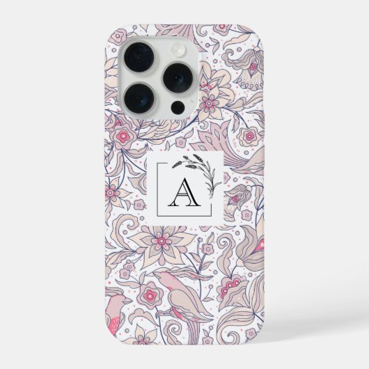 Élégant Étui Fleurs pour iPhone 15 Pro pour Elle (Verso)