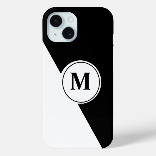 Élégant Étui iPhone Monogramme Noir et Blanc (Verso)