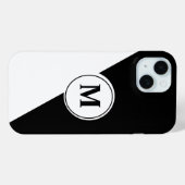 Élégant Étui iPhone Monogramme Noir et Blanc (Verso (horizontal))