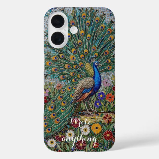 Élégant étui téléphonique en mosaïque Peacock (Verso)