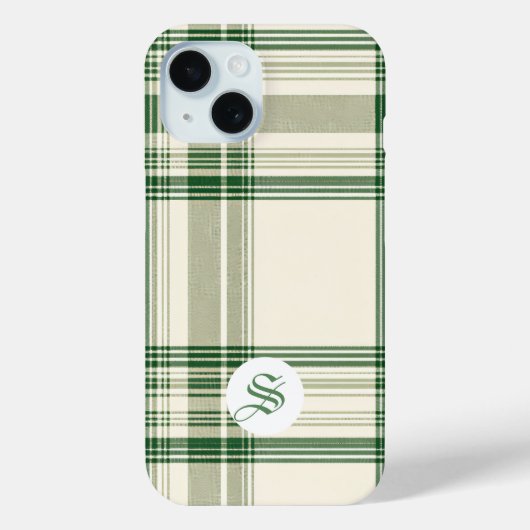 Élégant étui téléphonique vert et crème (Verso)