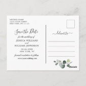 Elegant Eucalyptus 3 FOTO Weddenschap Save the Dat Briefkaart (Achterkant)