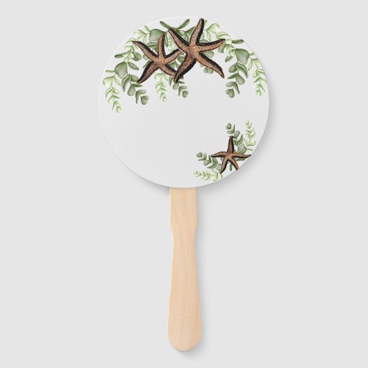 Elegant Eucalyptus and Starfish Wedding fan Handwaaier (Achterkant)