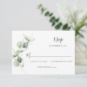 Elégant Eucalyptus Aquarelle Script Mariage RSVP (Debout devant)