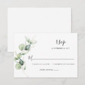 Elégant Eucalyptus Aquarelle Script Mariage RSVP (Devant / Derrière)
