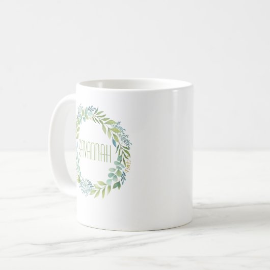 Elégant Eucalyptus Aquarelle Wreath Mug (Devant gauche)