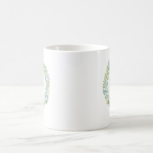 Elégant Eucalyptus Aquarelle Wreath Mug (Centre)