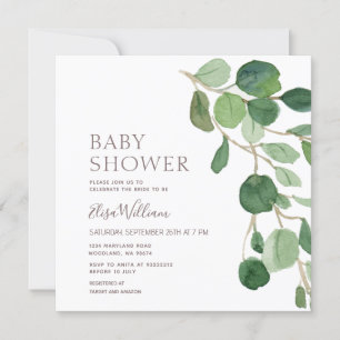 Elegant Eucalyptus Baby shower Invitation Kaart