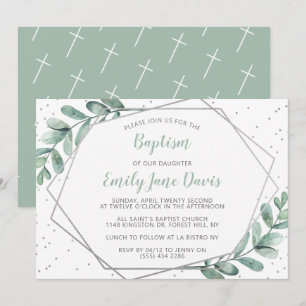 Elegant eucalyptus baptisme of Christening Kaart