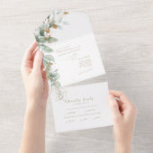 Elegant Eucalyptus Beide ouders bruiloft All In One Uitnodiging (Afscheurbaar)
