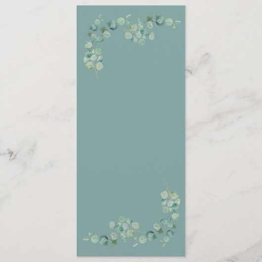 Elegant Eucalyptus blaast het menu Gold Wedding (Achterkant)