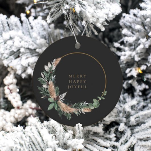 Elegant Eucalyptus Black & White Kerstmis Wreater Bedankjes Labels