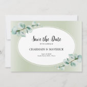 Elegant Eucalyptus blad groen bruiloft Save The Date (Voorkant)
