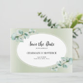 Elegant Eucalyptus blad groen bruiloft Save The Date (Staand voorkant)