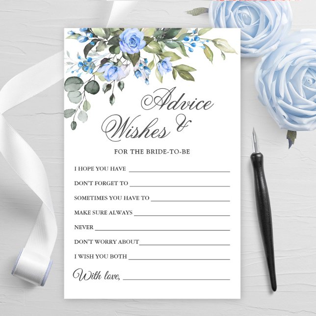 Elegant Eucalyptus Blue Rozen Advice & Wishes Card (Creator heeft geüpload)
